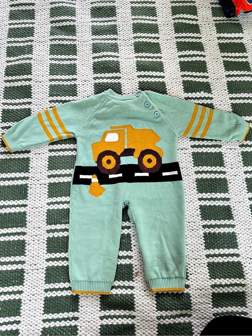 Baby Truck Footie in Green & Yellow Size 0-6M
